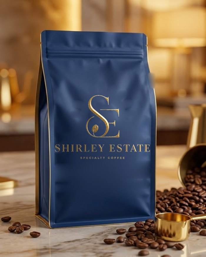 Shirley Estate 16 oz bag: navy with the gold estate monogram